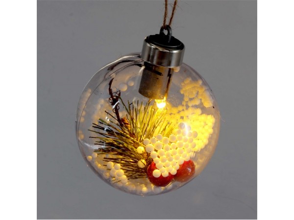 Iris Gömb alakú /E/ 8cm meleg fehér műanyag-akril LED-es fénydekoráció 