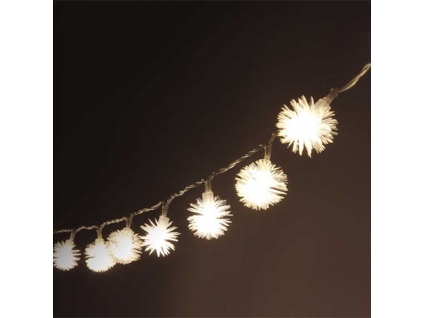 Zúzmara alakú 3cm/5m/meleg fehér/50db LED-es/3xAA elemes fénydekoráció 