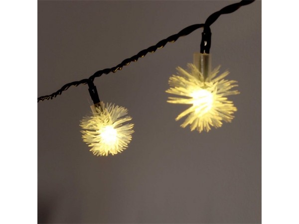 Zúzmara alakú 3cm/12m/IPX3 szabványos/meleg fehér/100db LED-es/napelemes fénydekoráció 