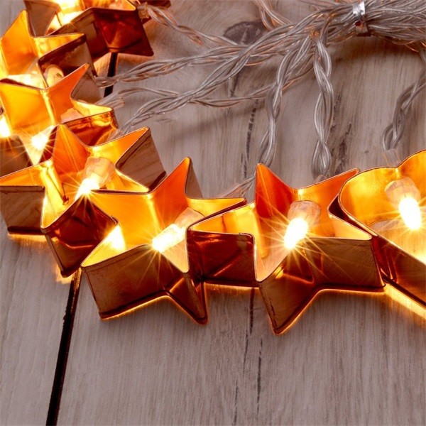 Iris Csillag+szív alakú fém/4m/meleg fehér/20db LED-es/USB-s fénydekoráció 