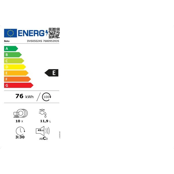 Beko DVS05024S keskeny mosogatógép