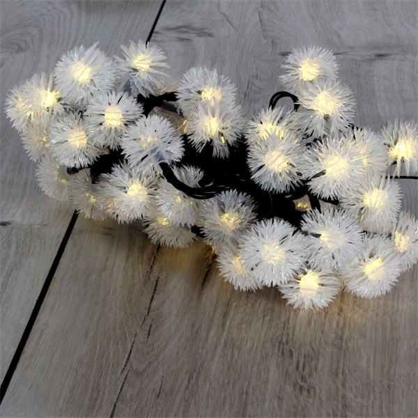 Zúzmara alakú 3cm/9m/IPX3 szabványos/meleg fehér/50db LED-es/napelemes fénydekoráció 