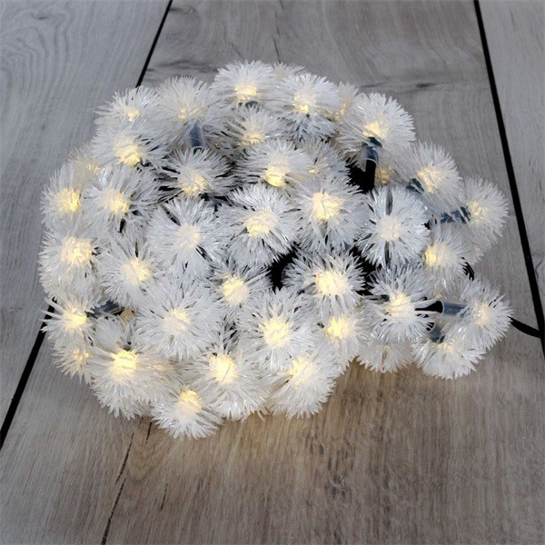Zúzmara alakú 3cm/12m/IPX3 szabványos/meleg fehér/100db LED-es/napelemes fénydekoráció 