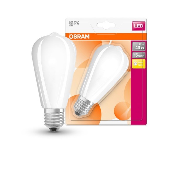Osram Star opál üveg búra/4,5W/470lm/2700K/E27 LED Edison körte izzó 