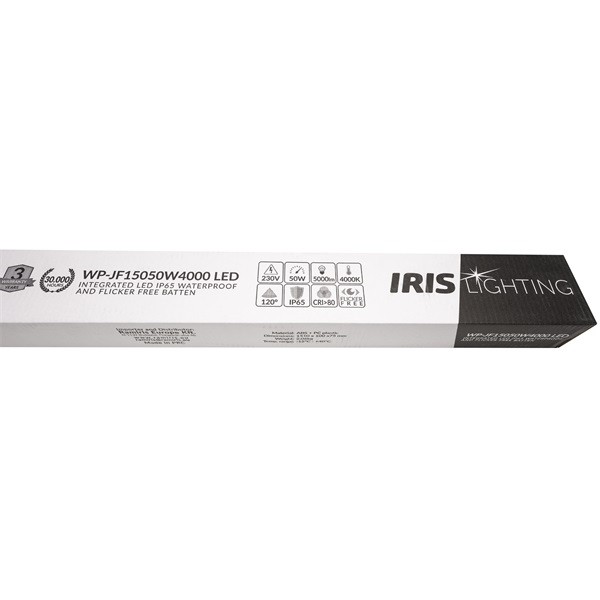 Iris Lighting JF150 integrált LED-es por-és páramentes lámpatest IP65 vibrálás mentes 50W 5000 lm 4000K 