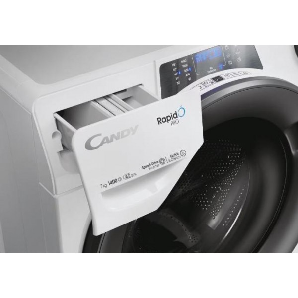 CANDY RP4 476BWMR8-S Elöltöltős keskeny mosógép, 7kg, WiFi, Inverter motor