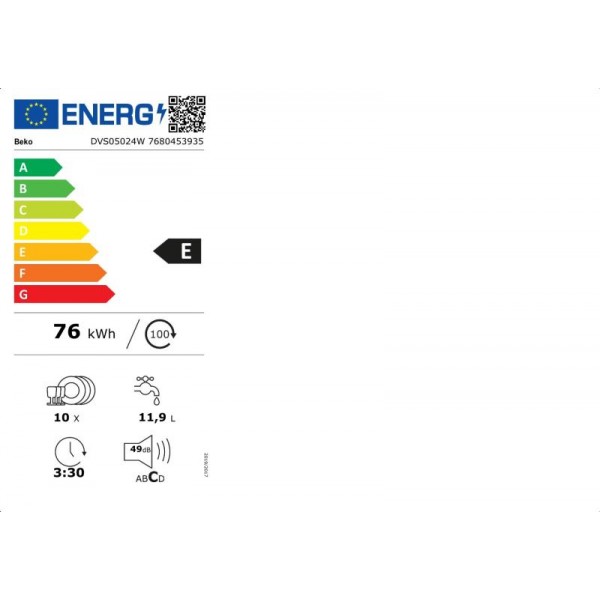 BEKO DVS05024W Keskeny mosogatógép