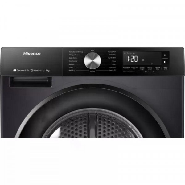 Hisense DH3S902BB3 Hőszivattyús szárítógép C energiaosztály,9 kg,64 dB, Inverter motor