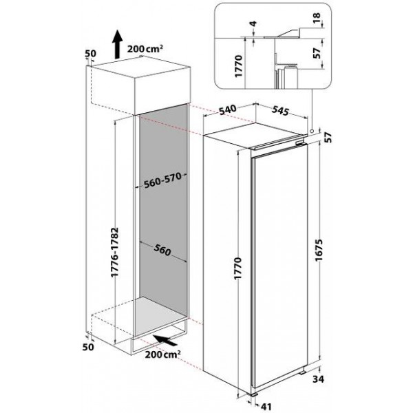 Whirlpool WHSD18A033C2 P Beépíthető hűtőszekrény
