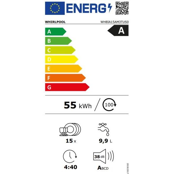 WHIRLPOOL WH8IA15AM3TUS0 Beépíthető mosogatógép