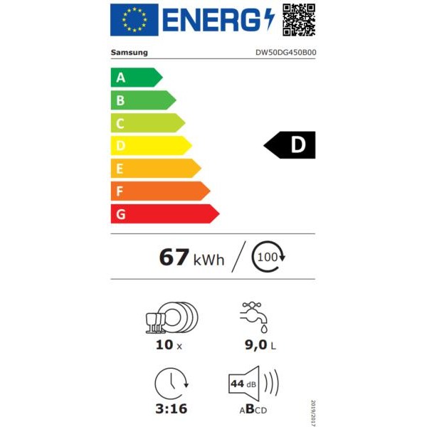 Samsung DW50DG450B00LE Beépíthető mosogatógép