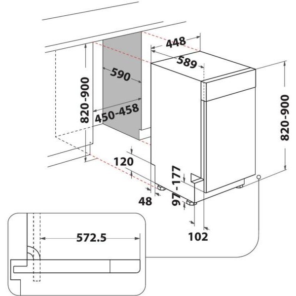 WHIRLPOOL WH6UB10BS7A0X Beépíthető mosogatógép