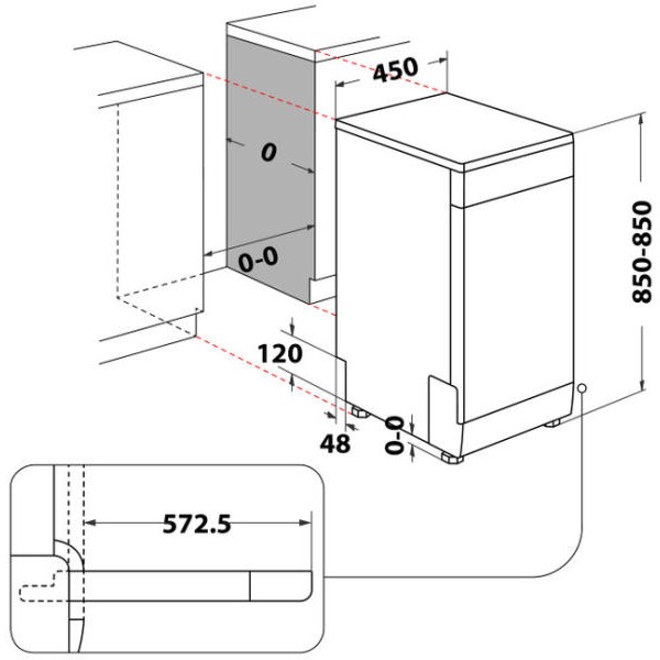 WHIRLPOOL WH6FB10BS7A0X Keskeny mosogatógép